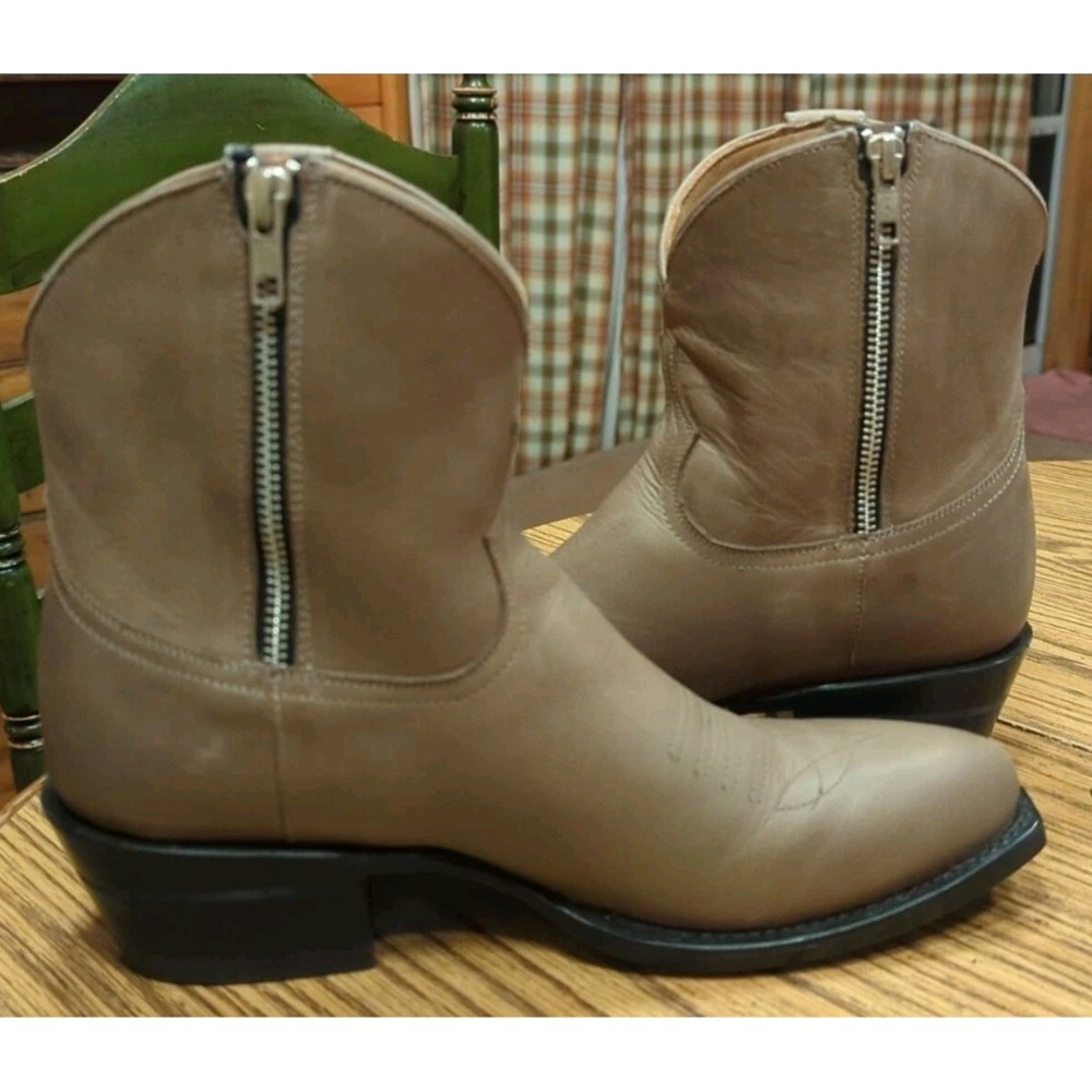 Women's Alvies The Rainey Gray Leather Cowgirl Ankle Boots Size 8.5 B - Picture 5 of 11
